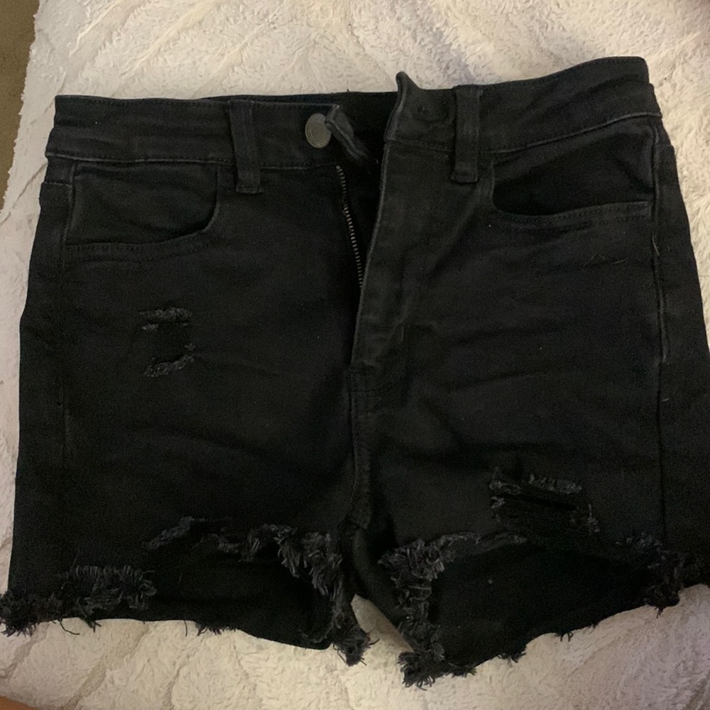 American Eagle super stretch black jean shorts
